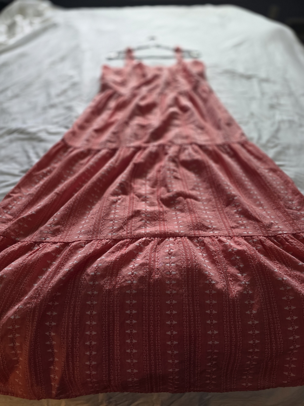 LOFT Coral Tiered Maxi Dress with Spaghetti Straps